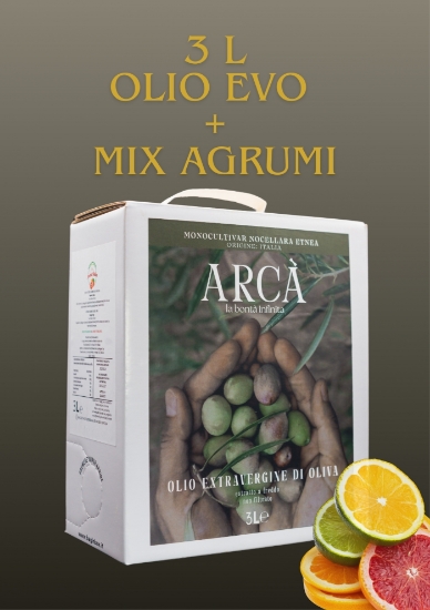 Image de Olio EVO Monocultivar Nocellara dell'Etna Bag in Box 3 Litri + MIX DI AGRUMI